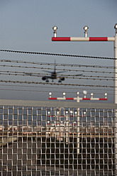 Germany, Frankfurt, Aeroplane landing on airport - THF001144