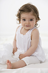 Baby girl smiling, portrait - SMOF000507