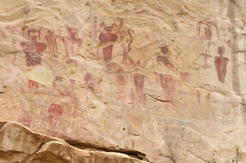 USA, Utah, Kunst am Fels bei den Sego Canyon Petroglyphen, lizenzfreies Stockfoto