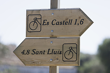 Spain, Minorca, Text on directional sign - DSF000520