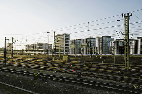 Germany, Bavaria, Munich, Interconnecting railway tracks near main station - LFF000431