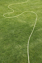 UK, England, Oxford, Garden hose on grass - JMF000160