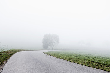 Deutschland, Bayern, Blick auf Landstraße durch Nebel - FLF000092