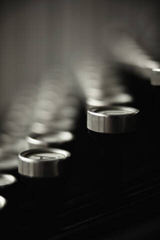 Close up of old typewriter keys stock photo
