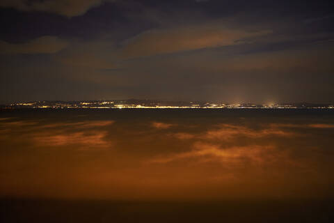 Germany, View of Lake Constance at night stock photo
