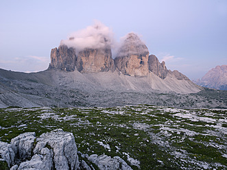 Europe, Italy, View of Tre Cime di Lavaredo at sunrise - BSCF000116