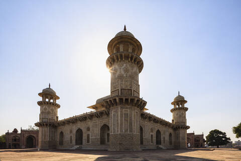 Indien, Uttar Pradesh, Agra, Blick auf das Grabmal von Itimad-ud-Daulah, lizenzfreies Stockfoto