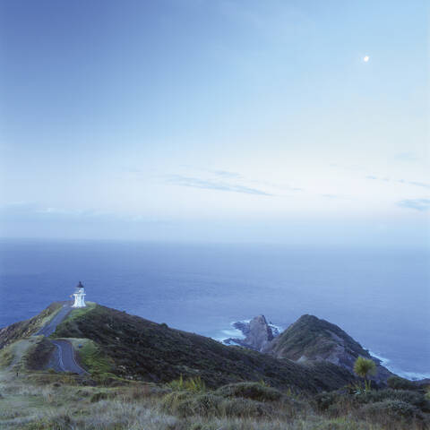 Neuseeland, Blick auf den Leuchtturm am Cape Reinga, lizenzfreies Stockfoto