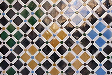 Spain, Andalusia, Granada, Colourful tiles at Alhambra - KAF000004