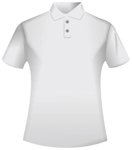 Weißes Poloshirt auf weißem Hintergrund, Nahaufnahme, lizenzfreies Stockfoto