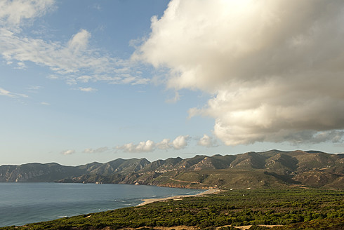 Italy, Sardinia, Iglesias, View of Mediterranean Sea - KAF000013