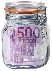 Euro-Note im Glasgefäß - WBF001614