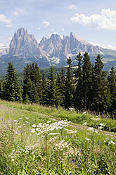 Italien, Blick vom Mont Seuc zum Langkofel und Plattkofel in Südtirol - UMF000397