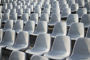 Spain, Palma, Mallorca, Rows of empty chairs - MAEF004915