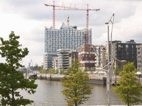 Deutschland, Hamburg, Blick auf die Elbphilharmonie, lizenzfreies Stockfoto