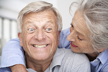 Spain, Senior couple smiling, close up - PDYF000160