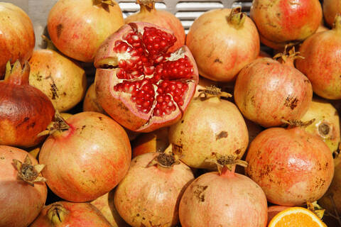 Europe, Turkey, Istanbul, Close up of pomegranate stock photo
