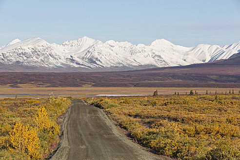 USA, Alaska, Blick auf den Denali Highway im Herbst - FOF004398