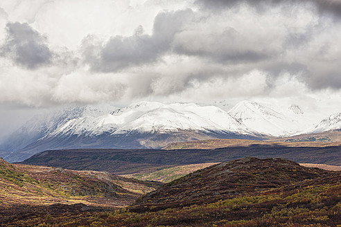 USA, Alaska, Landschaft entlang des Denali Highway im Herbst mit Alaska Range - FOF004415