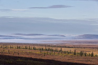 USA, Alaska, Landschaft entlang des Denali Highway im Herbst mit Alaska Range - FOF004420