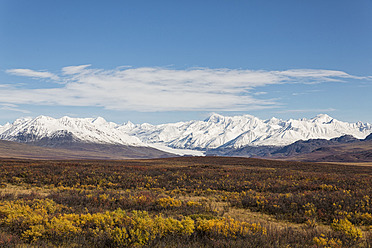 USA, Alaska, Landschaft entlang des Denali Highway im Herbst mit Alaska Range - FOF004421