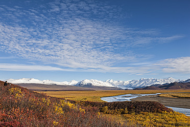 USA, Alaska, Blick auf McLaren River, McLaren Gletscher und Alaska Range - FOF004468