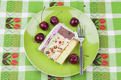 Plate of ice cream cake on napkin - GWF002015