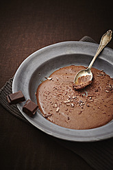Mousse au Chocolat with spoon on plate - ECF000170