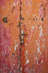 Croatia, Closed rusty door at Baska town - WWF002544