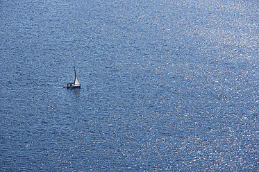 Croatia, View of adriatic sea with sailboat - WWF002556