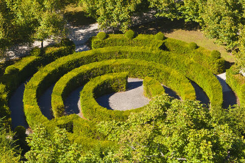 Luxemburg, Blick auf das Labyrinth im Irrgarten, lizenzfreies Stockfoto