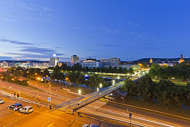 Germany, Saarland, View of express highway and city - WDF001439