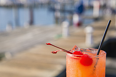 USA, Texas, Rockport, Cherry cocktail in glass - ABAF000646