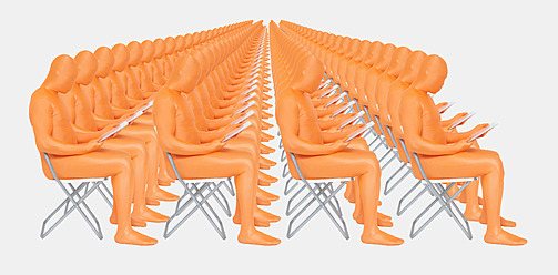 Männer in orangefarbenen Zentai mit digitaler Tafel - TCF003119