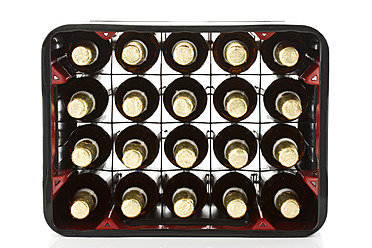 Beer bottles in case on white background - MAEF005524