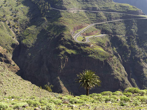 Spanien, La Gomera, Blick auf Valle Gran Rey, lizenzfreies Stockfoto
