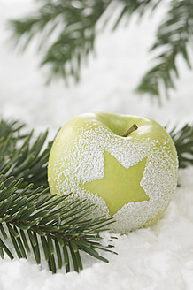 Apfel mit Schneestern, Nahaufnahme - ASF004744
