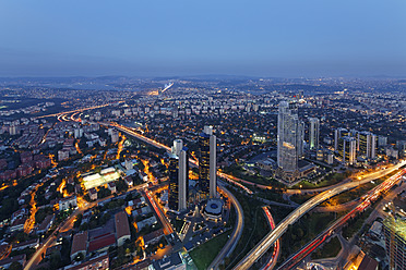 Europe, Turkey, Istanbul, View of financial district with Bosphorus Bridge - SIE003220