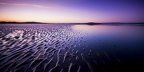 UK, Schottland, Gekräuselter Sand bei Ebbe und Sonnenuntergang - SMA000088