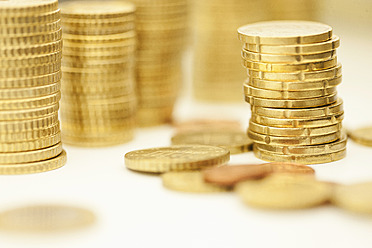 Stacks of Euro coins, close up - FLF000189