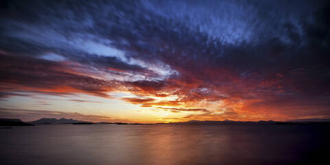 UK, Scotland, View of beach at sunset stock photo