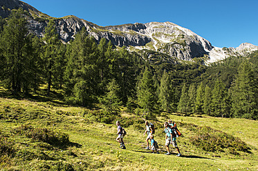 Austria, Salzburg, Family walking on mountains at Altenmarkt Zauchensee - HHF004362