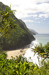 USA, Hawaii, Blick auf den Strand von Hanakapiai - NHF001335