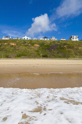 England, View of beach at Bournemouth and Mansion in background - WDF001550