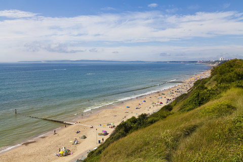 England, Blick auf den Strand von Bournemouth, lizenzfreies Stockfoto
