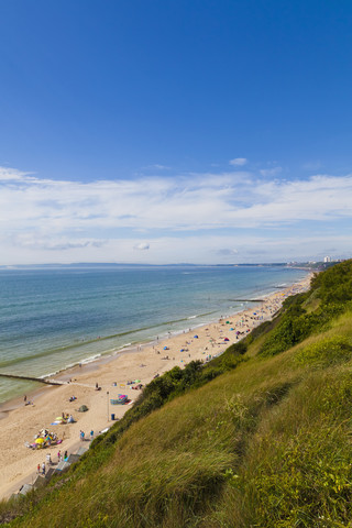 England, Blick auf den Strand von Bournemouth, lizenzfreies Stockfoto