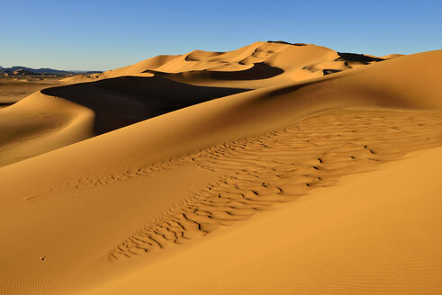 Algerien, Blick auf die Sanddünen von Erg Takaraft - ESF000261