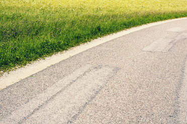 Österreich, Detail einer Straße mit Gras - WVF000309