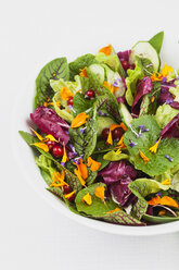 Salad in bowl on white background, close up - GWF002170