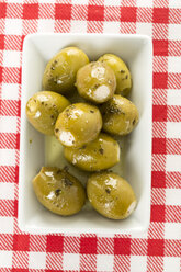 Olives filled with cheese on plate - MAEF005929